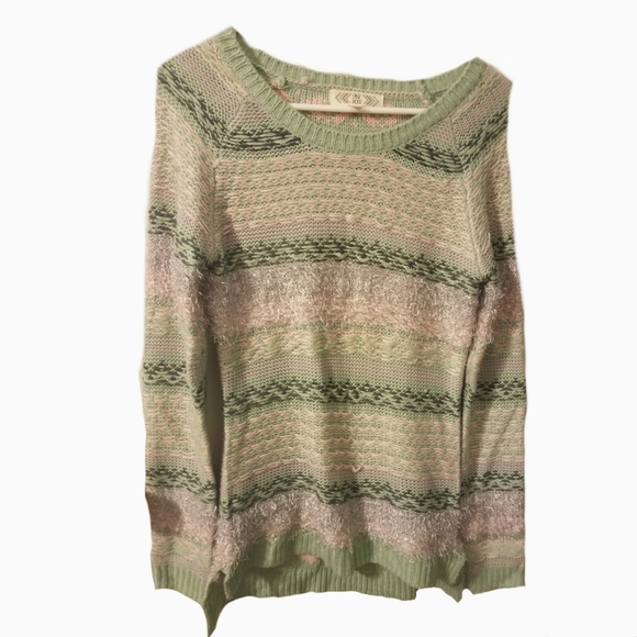 Pink Rose Sweaters - 5/25 Pink rose striped sweater small